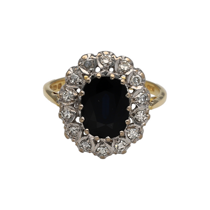 18ct Gold Diamond & Sapphire Cluster Ring