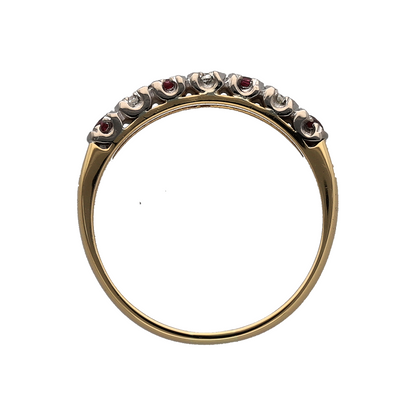 18ct Gold Diamond & Ruby Band Ring