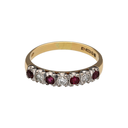 18ct Gold Diamond & Ruby Band Ring