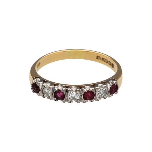 18ct Gold Diamond & Ruby Band Ring