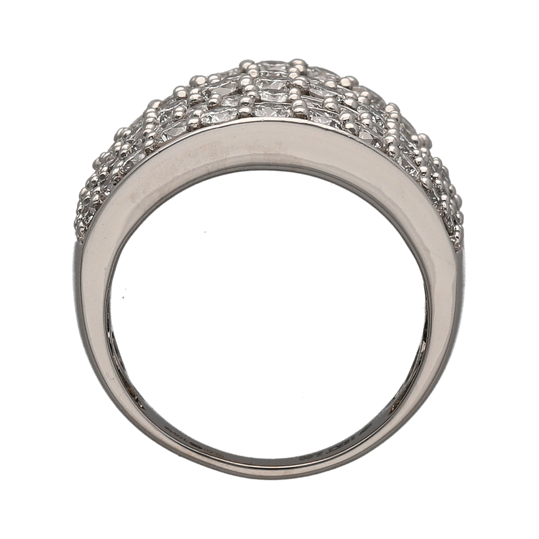 18ct White Gold & Diamond Five Row Wide Band Ring