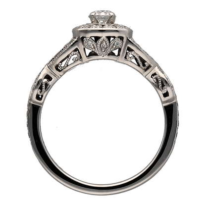 14ct White Gold & Diamond Halo Cluster Ring