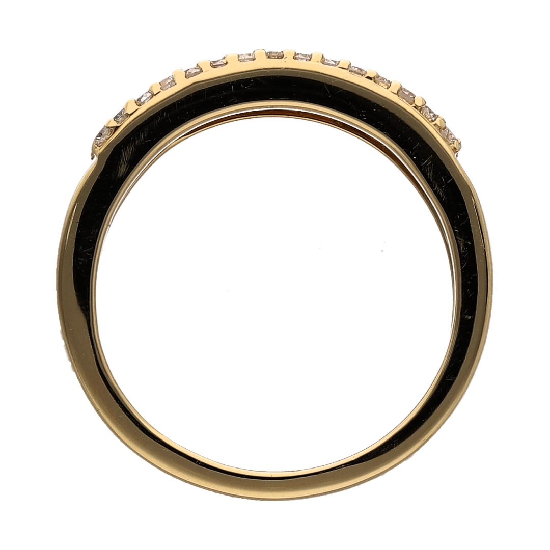 18ct Gold & Diamond Three Row Band Ring
