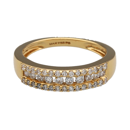 18ct Gold & Diamond Three Row Band Ring