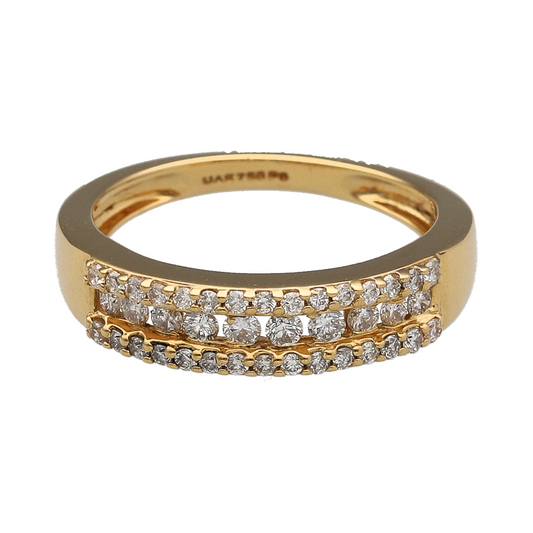 18ct Gold & Diamond Three Row Band Ring