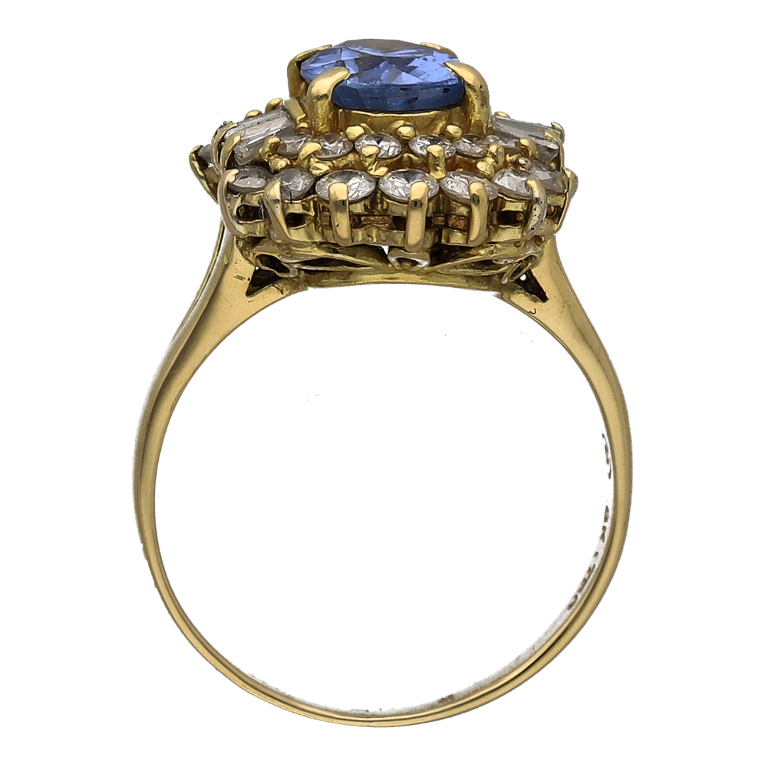 18ct Gold Diamond & Sapphire Cluster Ring