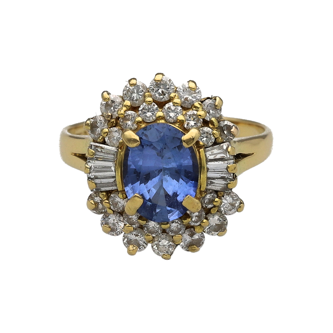 18ct Gold Diamond & Sapphire Cluster Ring