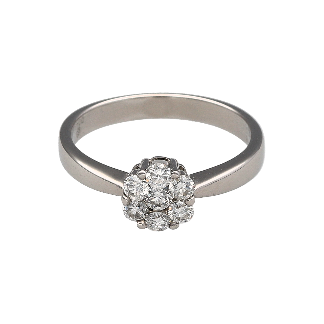 18ct White Gold & Diamond Flower Cluster Ring
