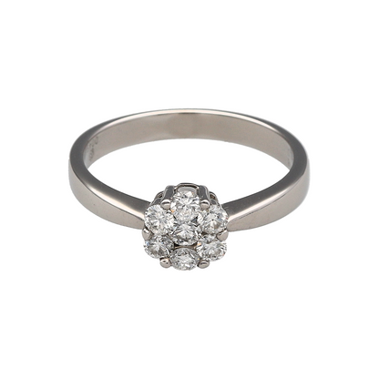 18ct White Gold & Diamond Flower Cluster Ring