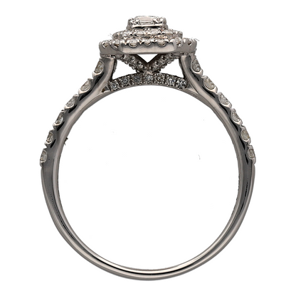 18ct White Gold & Diamond Halo Cluster Ring