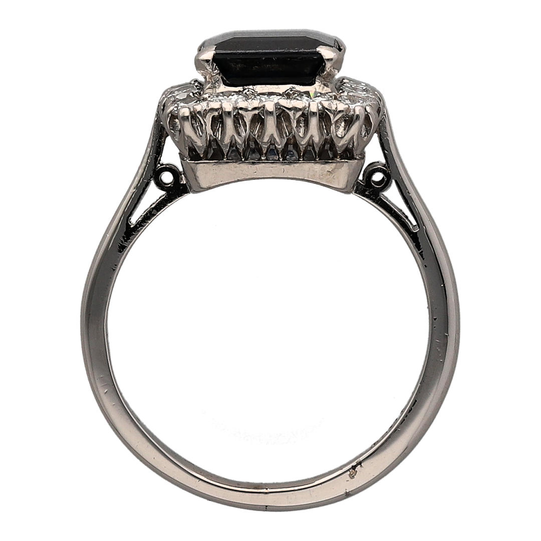 18ct White Gold Diamond & Sapphire Cluster Ring