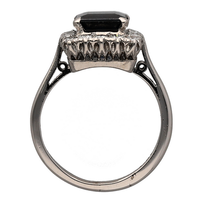 18ct White Gold Diamond & Sapphire Cluster Ring