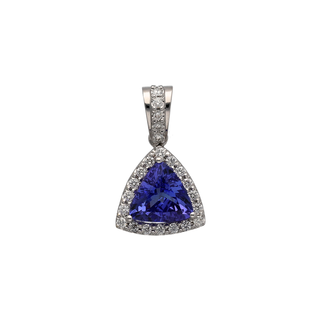 18ct White Gold Diamond & Tanzanite Cluster Pendant