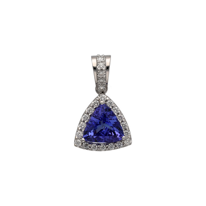 18ct White Gold Diamond & Tanzanite Cluster Pendant