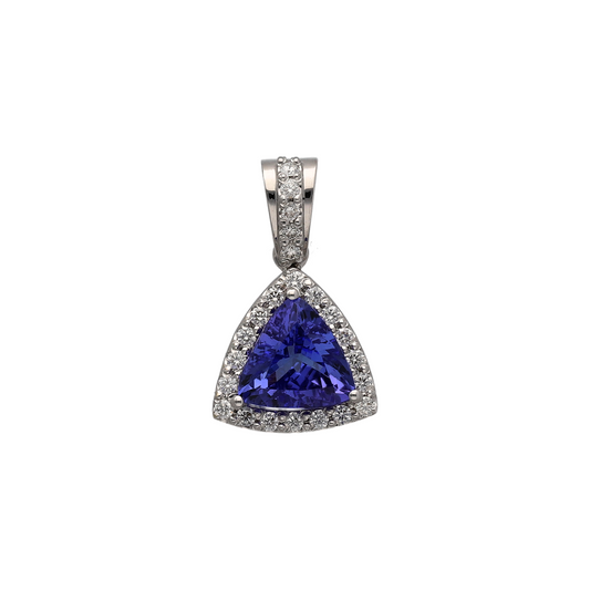 18ct White Gold Diamond & Tanzanite Cluster Pendant