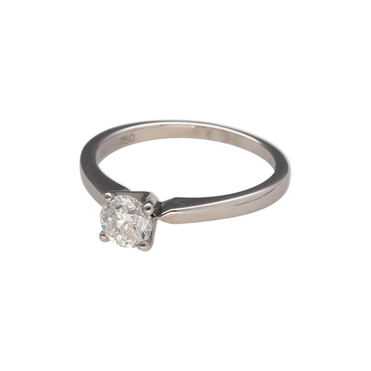 This pre-owned 18ct white gold diamond solitaire ring is a timeless design, featuring a brilliant cut diamond of approximately 0.50ct.

Design: Featuring a single brilliant cut diamond as the centrepiece, this classic solitaire ring combines a traditional design with the bright finish of 18ct white gold.
Material: Made from 18-carat white gold.
Gemstone Detail: Brilliant cut diamond measuring approximately 0.50ct.
Ring Detail: Classic diamond solitaire design.