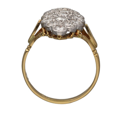18ct Gold & Diamond Vintage Navette Marquise Cluster Ring