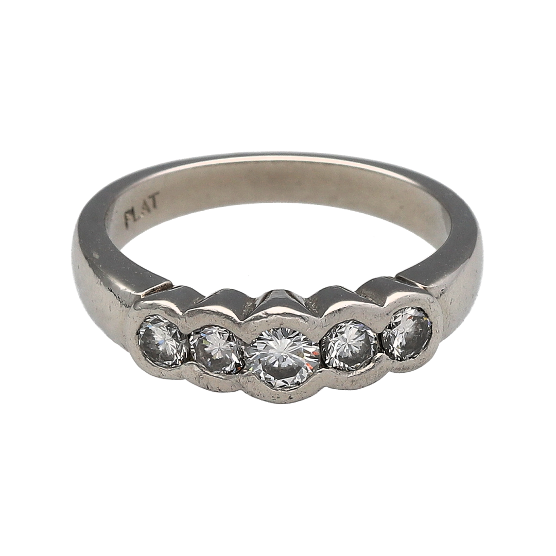 Platinum & Diamond Five Stone Bubble Band Ring