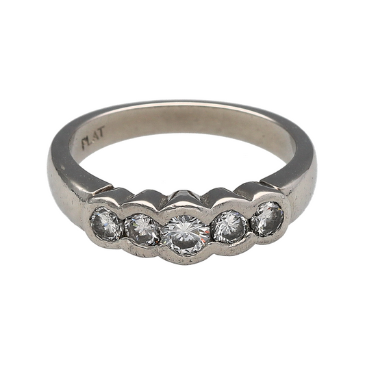 Platinum & Diamond Five Stone Bubble Band Ring