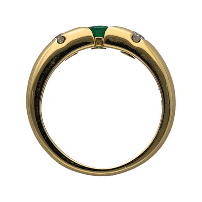 18ct Gold Diamond & Emerald Band Ring