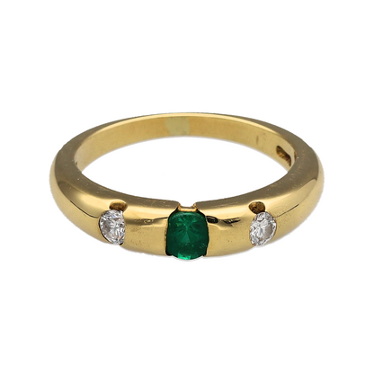 18ct Gold Diamond & Emerald Band Ring