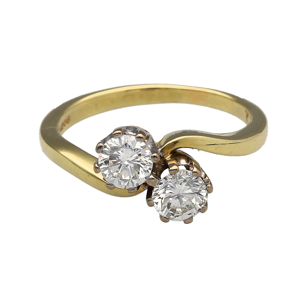 18ct Gold & Double Diamond Twist Ring
