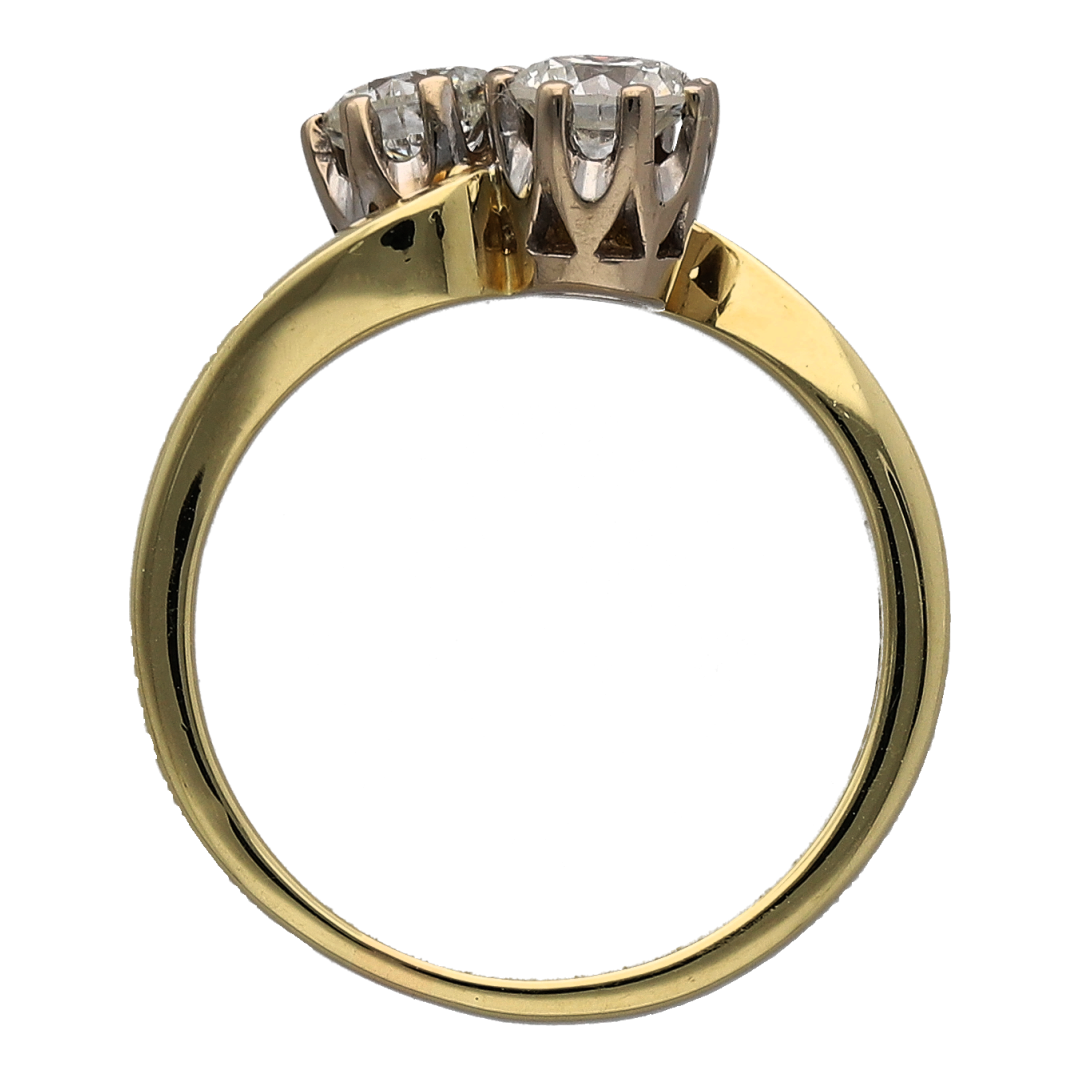 18ct Gold & Double Diamond Twist Ring