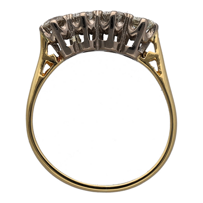 18ct Gold & Platinum Diamond Four Stone Band Ring
