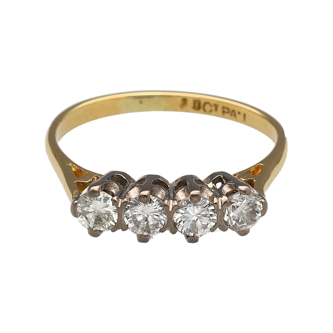 18ct Gold & Platinum Diamond Four Stone Band Ring