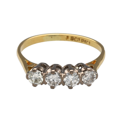 18ct Gold & Platinum Diamond Four Stone Band Ring