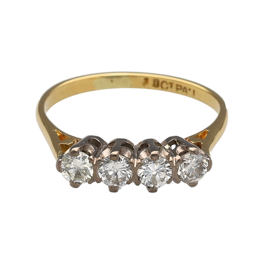 18ct Gold & Platinum Diamond Four Stone Band Ring