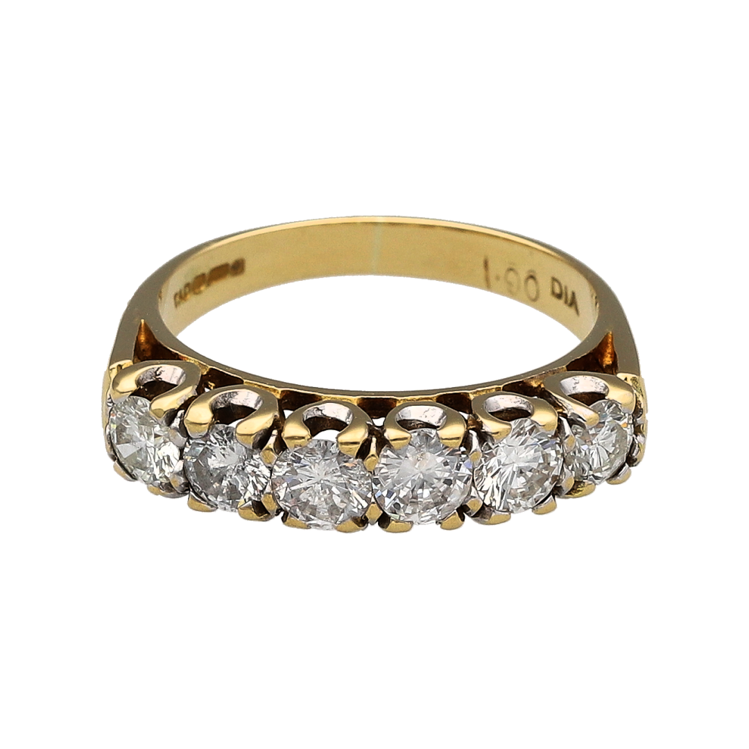 18ct Gold & Diamond Six Stone Band Ring