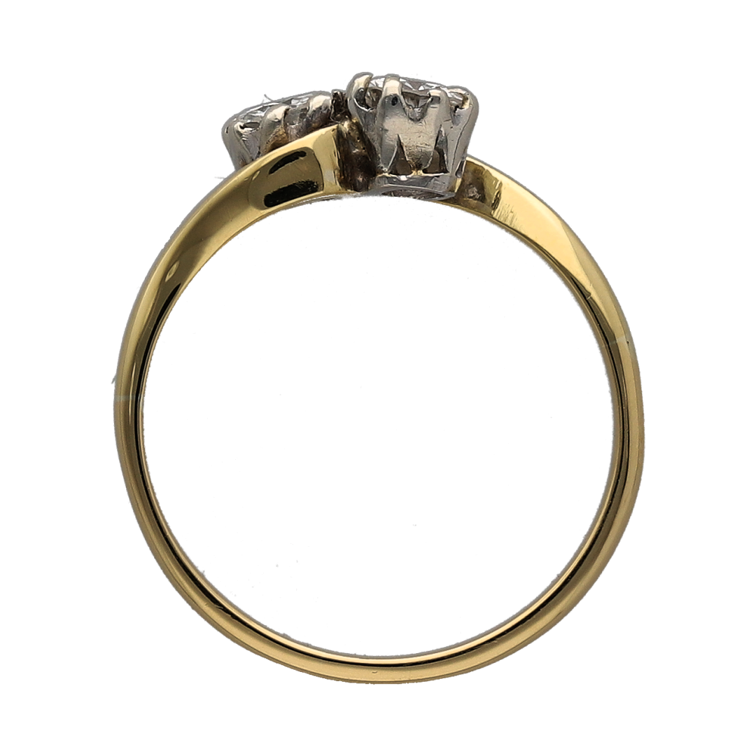18ct Gold & Double Diamond Twist Ring