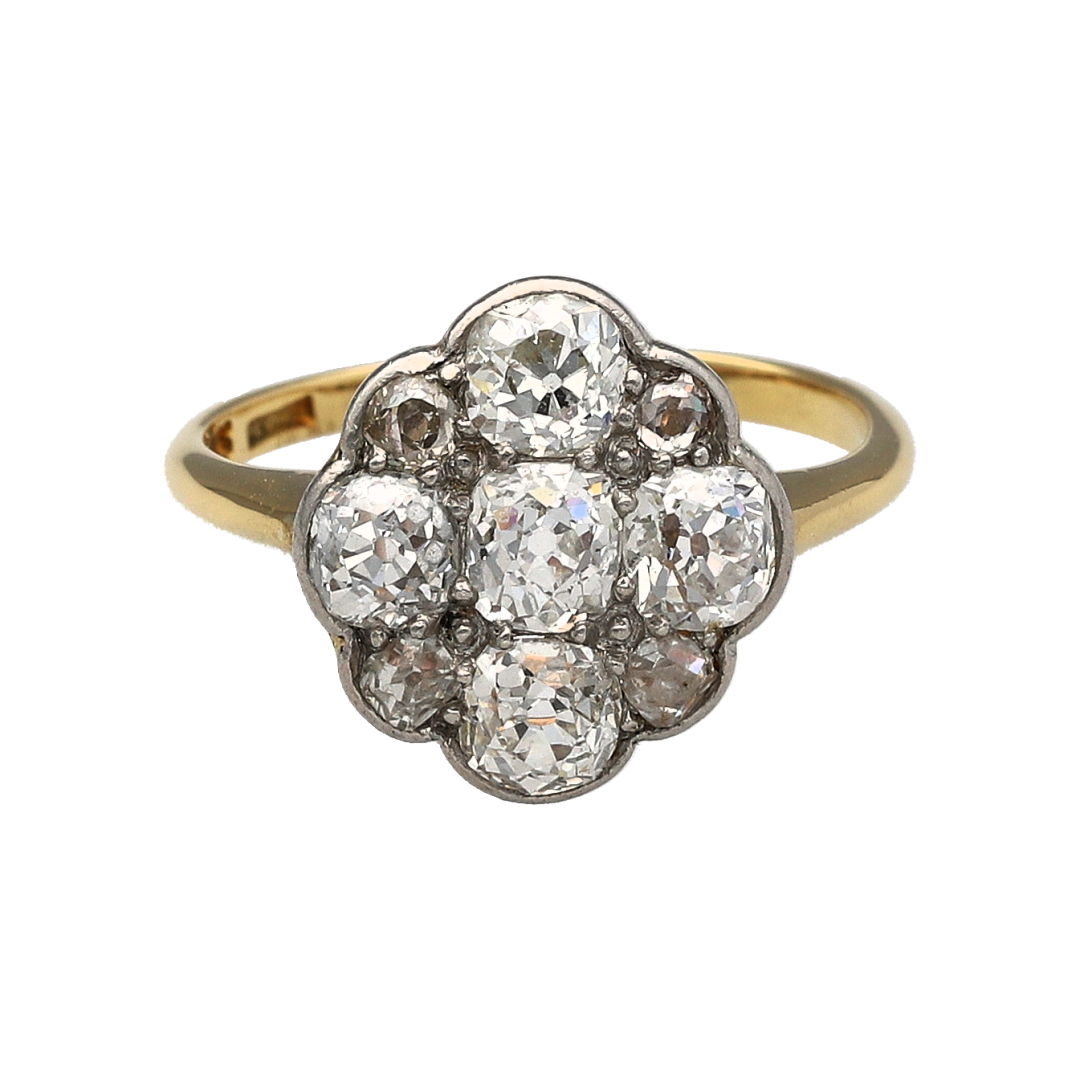 18ct Gold & Diamond Oval Cluster Ring
