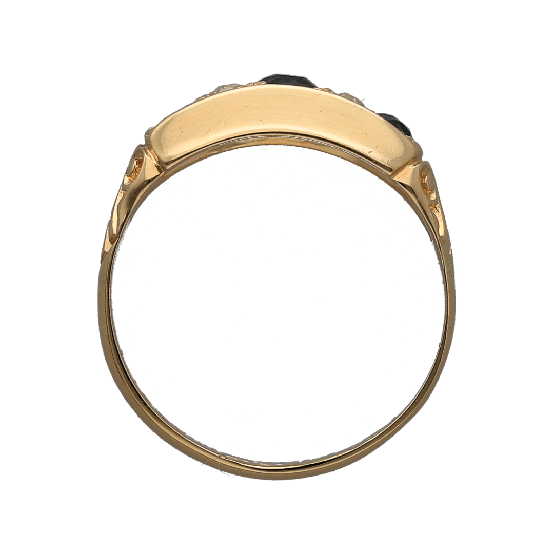 18ct Gold Diamond & Sapphire Vintage Band Ring