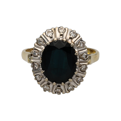 18ct Gold Diamond & Sapphire Cluster Ring