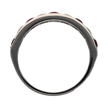 18ct White Gold Diamond & Ruby Band Ring