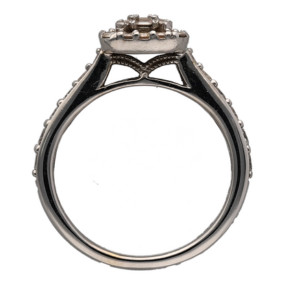 14ct White Gold & Diamond Rectangular Cluster Ring