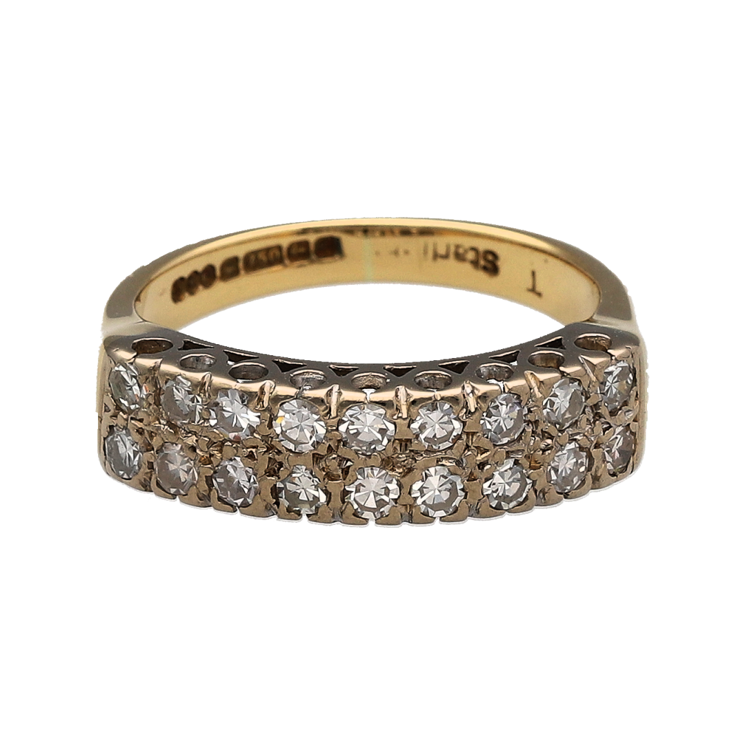 18ct Gold & Diamond Double Row Band Ring
