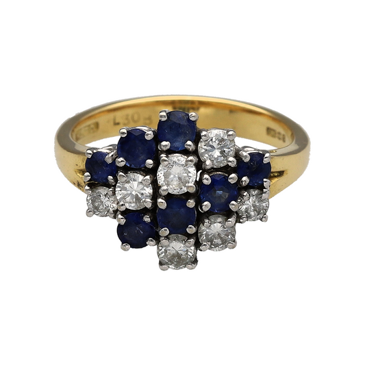 18ct Gold Diamond & Sapphire Cluster Ring