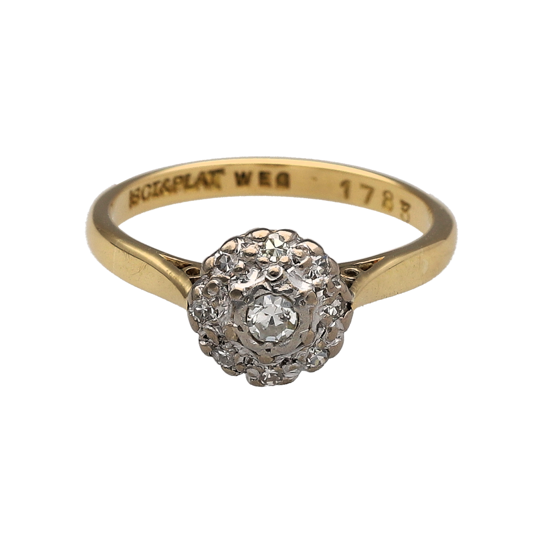 18ct Gold & Platinum Diamond Cluster Ring