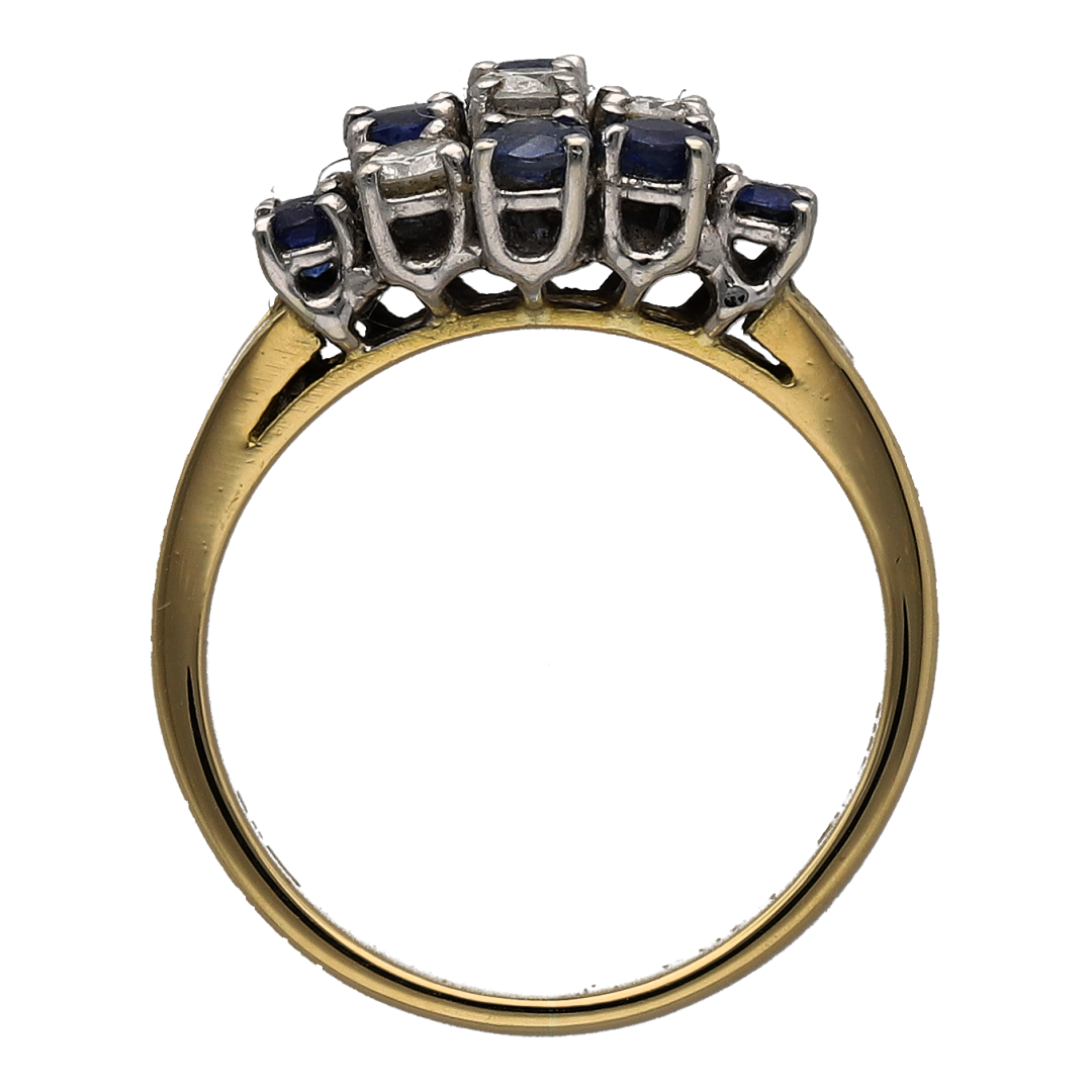 18ct Gold Diamond & Sapphire Cluster Ring