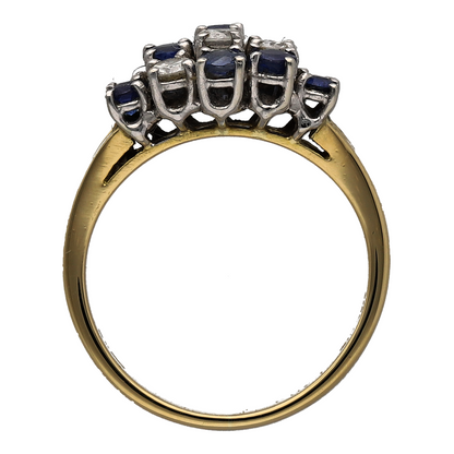 18ct Gold Diamond & Sapphire Cluster Ring