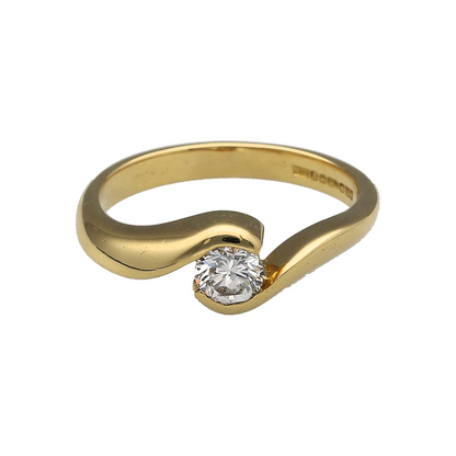 18ct Gold & Diamond Twist Solitaire Ring