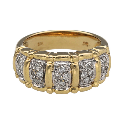 14ct Gold & Diamond Wide Cluster Band Ring