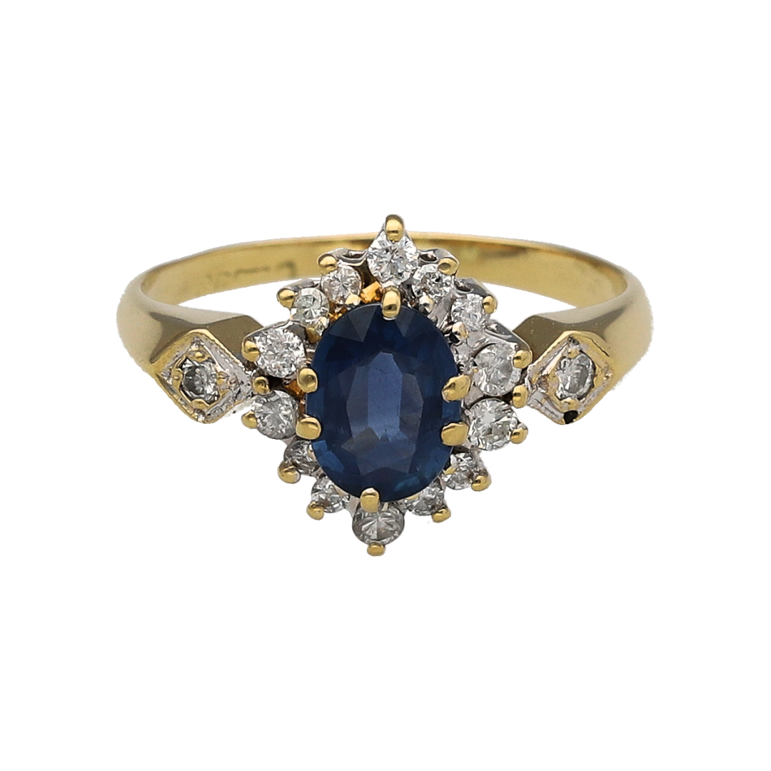 18ct Gold Diamond & Sapphire Cluster Ring