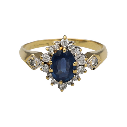 18ct Gold Diamond & Sapphire Cluster Ring