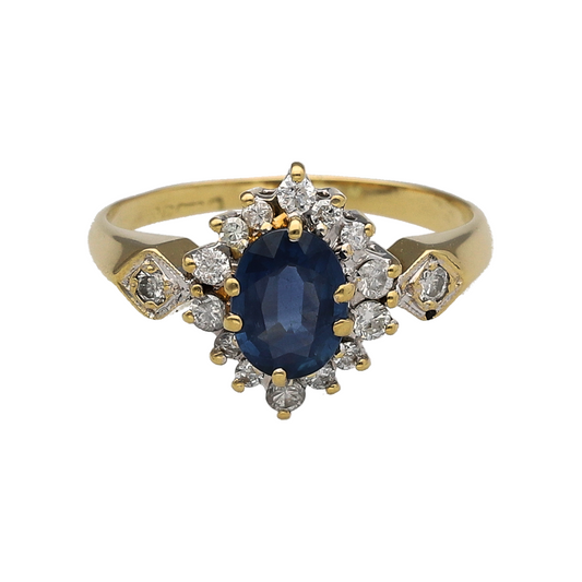 18ct Gold Diamond & Sapphire Cluster Ring