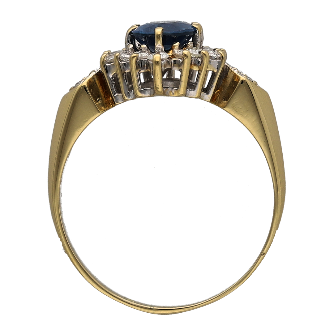 18ct Gold Diamond & Sapphire Cluster Ring