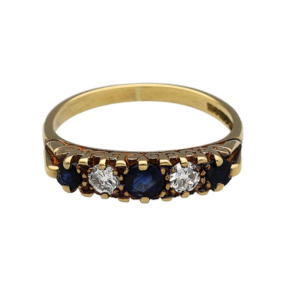 18ct Gold Diamond & Sapphire Band Ring